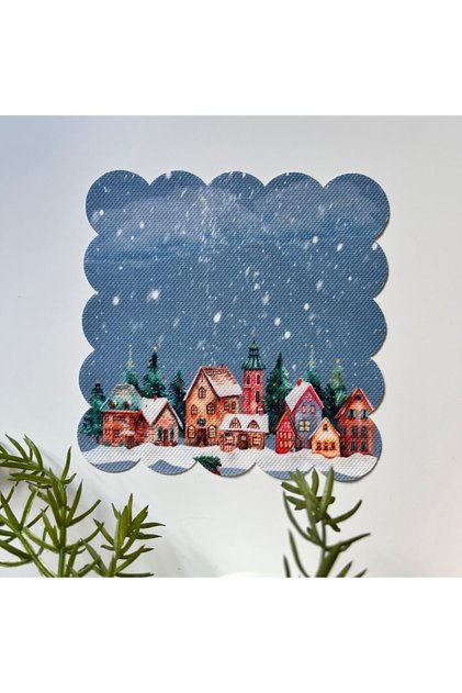 Daytime Snow Themed Home Patterned Cocktail Napkin Fabric 15 X 15 Blue Fabric
