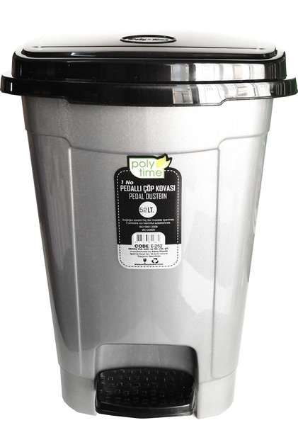 Pedallı Basmalı Çöp Kutusu Kovası / Gri / 52 Litre / Çıkarılabilir İç Kovalı / 57x40x40 Cm.