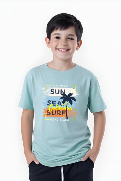California Sun Printed Boys' Short Sleeve Round Neck T-Shirt