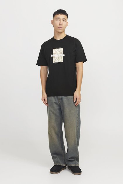 Jcotarmac Camo Front Tee Ss Crew Neck Ln Black
