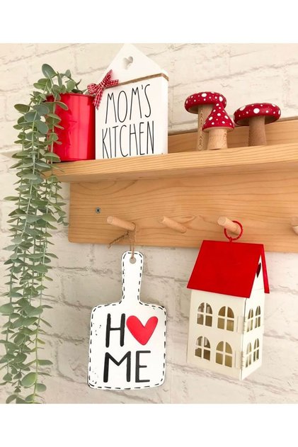 Kalp Detay HOME Kahve Köşesi Mutfak Dolap Duvar Süsü