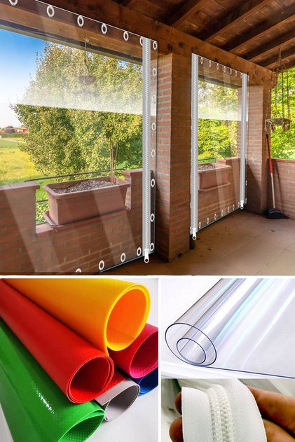 140x250 cm Fermuarlı Şeffaf Balkon Brandası