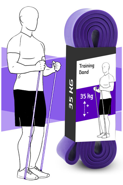 Resistance Band-35 Kg- Muscle Building Rubber Fitness Pilates Cross Training Band Purple