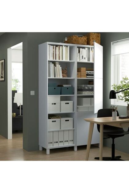 ヒデキページ IKEA BESTA, kapaklı kitaplık, beyaz, 120x42x202 cm - Fiyatı, Yorumları