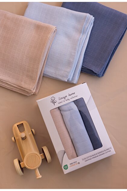 Multi-Purpose Muslin Cover & Blanket 3-Piece Set 100% Cotton Oeko-Tex Certified 80x80 cm