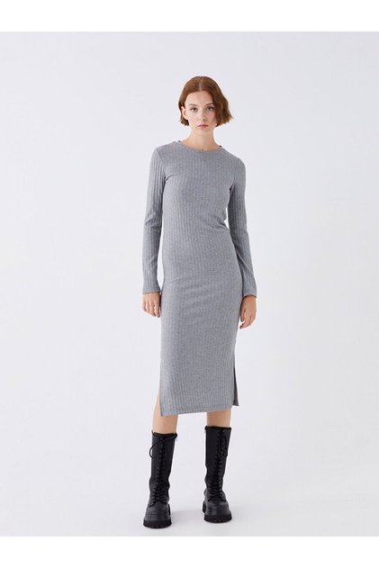 Crew Neck Straight Long Sleeve Women's Dress