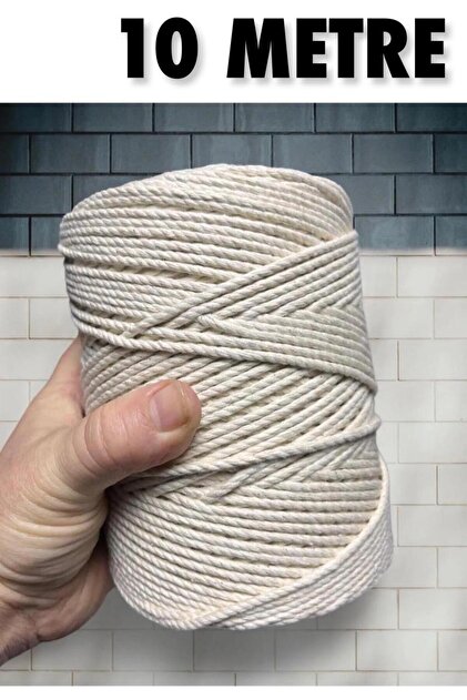 10 metre - 3mm , 3 büküm Kaliteli Pamuk Makrome - ( 3mm. - 10 metre , top değildir )