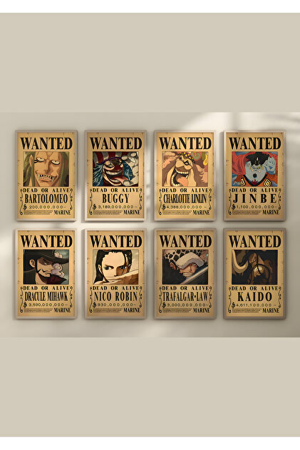 Home One Piece Wanted 24'lü Anime Poster Seti, Yüksek Çözünürlük