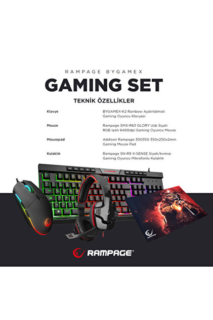 Rampage Bygamex-k2 Sn-r9 Rgb Makrolu 4lü Oyuncu Seti - Fiyatı
