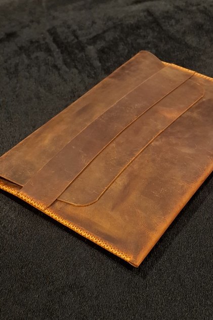 MacBook Bag Orange Leather Handmade MacBook 13 Air M1 M2 M3 M4 Compatible Case Laptop Bag