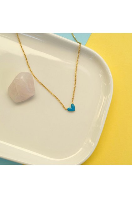White Double-Way Heart Thin Steel Necklace