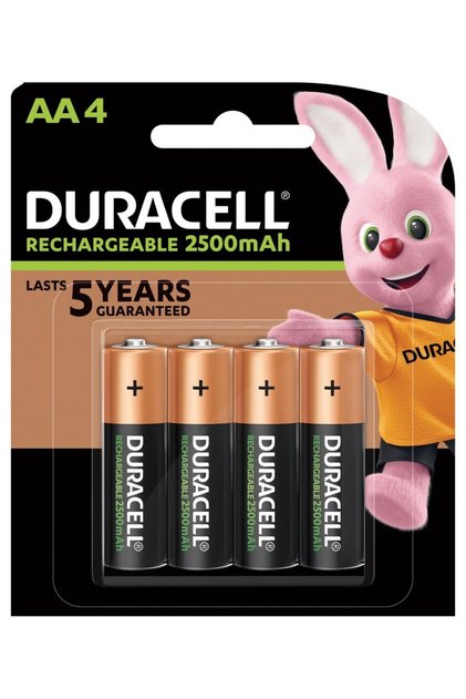 Rechargeable AA 2500mAh NiMH Batteries, 4 Pack, Pre-Charged and Ready to Use, Up to 400 Recharges, Duralock Power Preserve Holds Charge, for Cameras, Game Controllers and Flashes