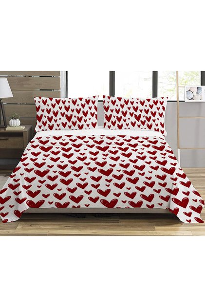 Heart Patterned, Printed Double Printed Pique (200X220 cm)