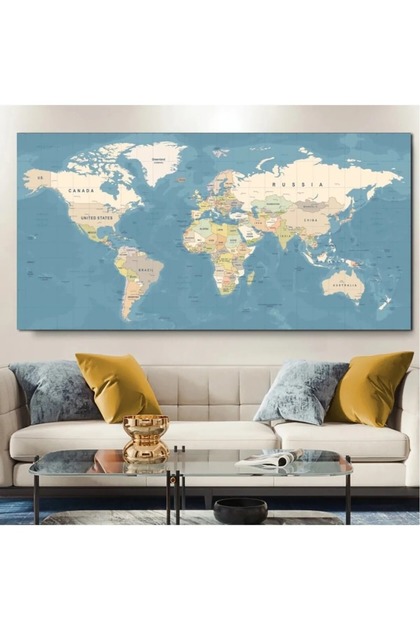 Detailed World Map Decorative Canvas Picture