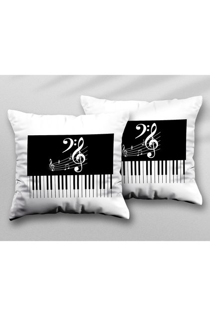 Music Piano Musical Note Two Pcs Two Side Printed Washable Pillow Throw Pillow Cover