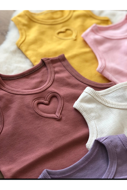 Sleeveless Bodysuit with Heart Detail on the Front of the Girl