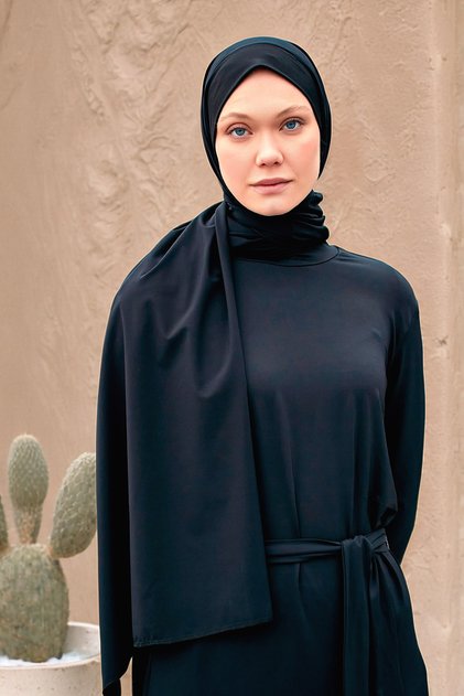 Practical Black Parachute Shawl - Bone B2403