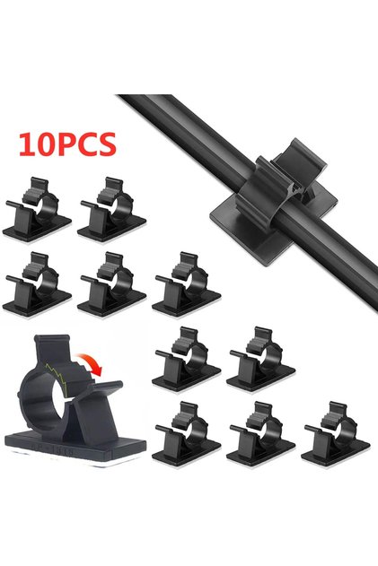 22-25mm Black 10PCS Adjustable Self-Adhesive Cable Organizer Clips Wire Ties Mounts Clamp Clips Orga