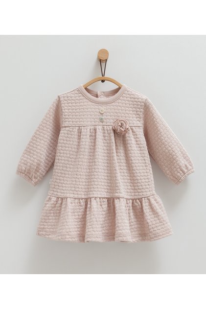 Baby Girl Dress Flower Detailed 100% Cotton