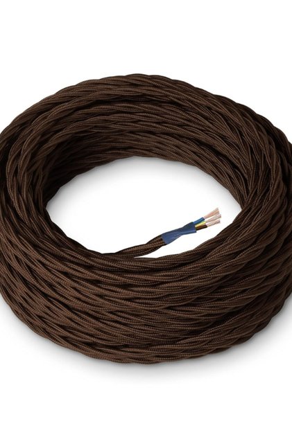 Dekoratif Burgulu Kumaş Kablo Kahverengi Renk 2X0,50MM 1 Metre