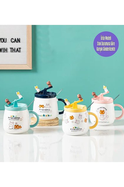 Sevimli Ayı Ve Tavşan Tahterevalli Seramik Kupa