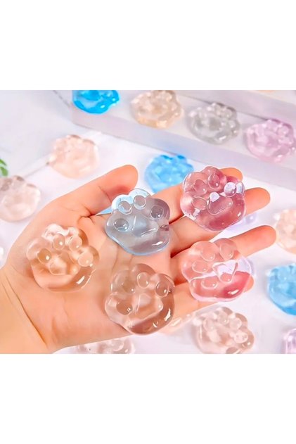 5 adet Kedi patisi squishy pençe Stress Oyuncağı Sukuşi şeffaf