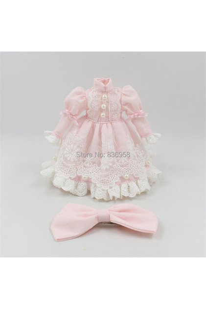Red suit ICY DBS Blyth Doll Licca Body Lace Dress Bow Knot Pink Green Princess Suit Anime Outfits