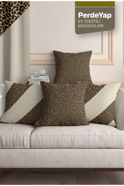 Leopard Patterned 4-Piece Digital Printed Throw Pillow Cover 43 X 43 cm