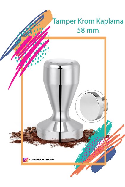 Tamper Krom Kaplama Kahve Tamperi 58 mm