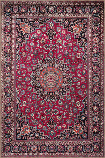 Red Themed Multicolor Traditional Motif Ethnic Patterned Vintage Decorative Carpet 5205
