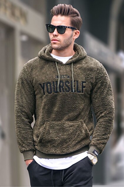 トップス [SPORTY & RICH] SWEAT SETUP WASHED BROWN Madmext Kahverengi Peluş Over Fit Kapüşonlu Fermuarlı Erkek