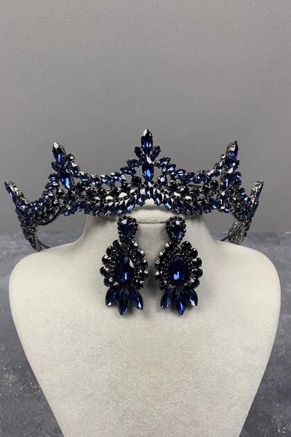 Venice Stoned Bridal Henna Crown and Drop Earring Set