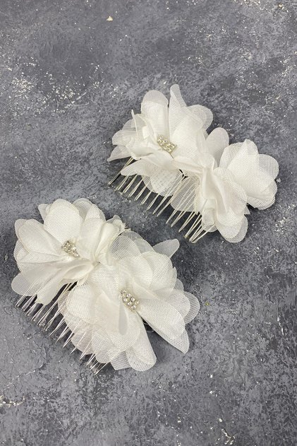 Laser Floral Stoned Hair Clip 2 Pieces