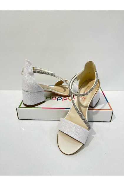 Girl's Evening Dress Shoes Cream Ankle Cord Graduation-Wedding Heeled Girl's Evening Dress Shoes
