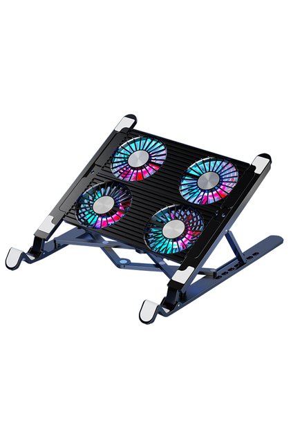 3600RPM 4 Turbo Fanlı 7 Kademe Yükseklik Ayarlı Led Işıklı Katlanabilir Dizüstü Laptop Standı