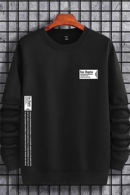 Unisex Oversize Los Angeles Baskılı Bisiklet Yaka Sweatshirt