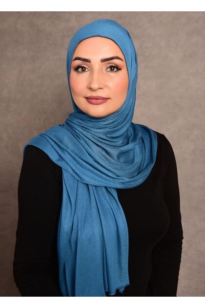 Women's Hijab Combed Cotton Shawl Special Stitched Long Seasonal Plain Baby Blue Color