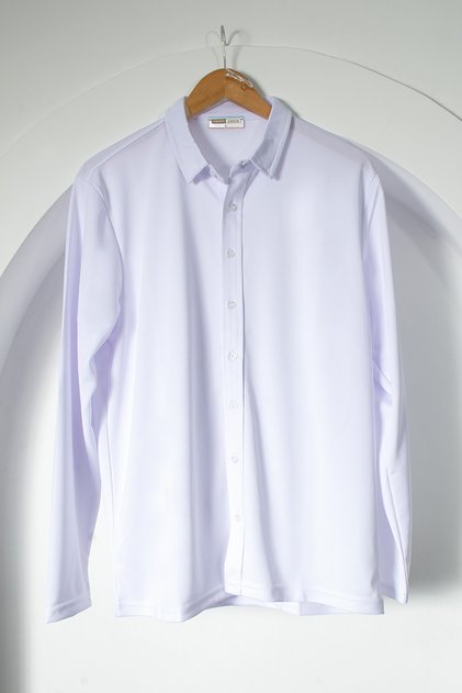 Men's White Sleeves Buttonless Shirt