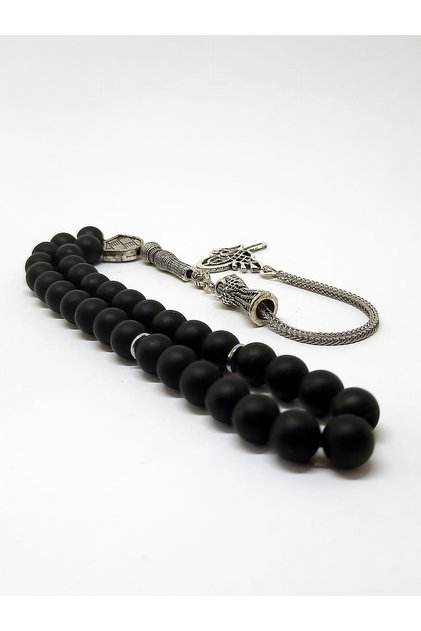 Tuğra Figured Matte Onyx Rosary