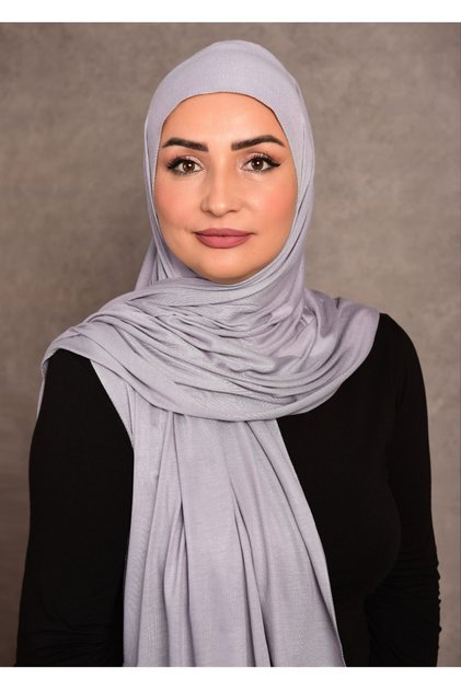 Women's hijab combed cotton shawl special stitched long seasonal plain gray color