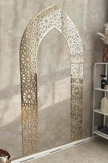 Dekoratif Gold Pleksi Mihrap / Namaz Kıble Mirabı / İslami Motif