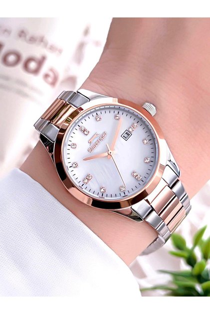 Steel Cord Calendar Special Mother of Pearl Dial 5 Atm Water Resistant Women Wrist Watch 2465.3.03