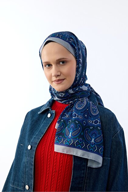 Etnik Desen Şal Mina Desen-açık Saks