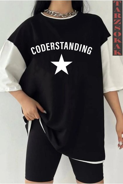 CODERS Siyah Oversize Çift Renk