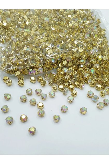Ss40 (7 mm) Gold Kasa Janjanlı Glass Beyoğlu Dikme Stone (432 Pieces)