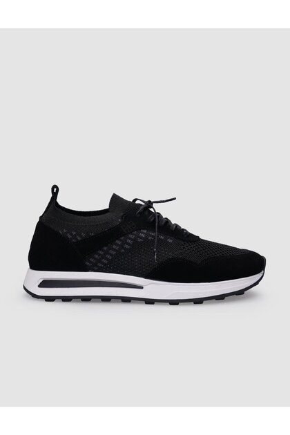 Knitwear Black Lace-Up Men's Sports Shoes