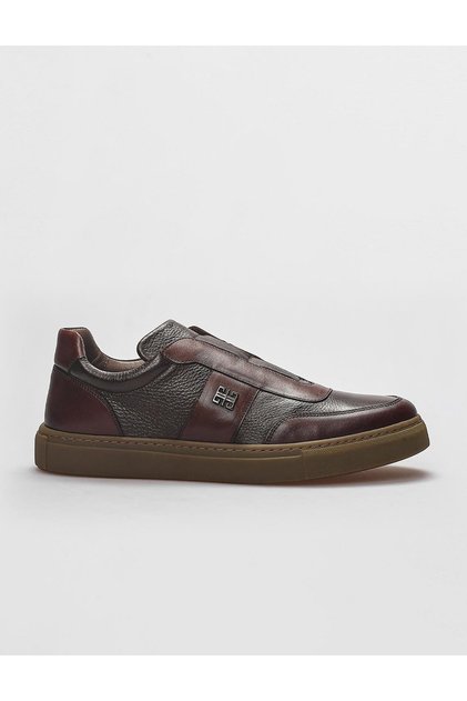 Genuine Leather Brown Men's Sports Shoes