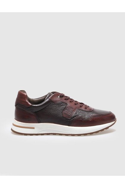 Genuine Leather Brown Lace-Up Men's Sports Shoes