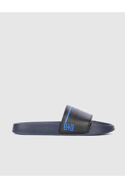Black - Navy Blue Men's Slippers