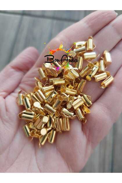 (10 Adet) 0,8 cm Gold Renk, Miyuki Kapama, Bağlantı Aparatı, Metal Kapama